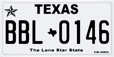 TX license plate BBL0146