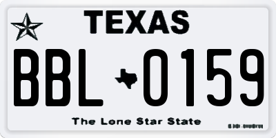 TX license plate BBL0159