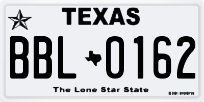 TX license plate BBL0162