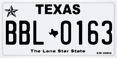 TX license plate BBL0163