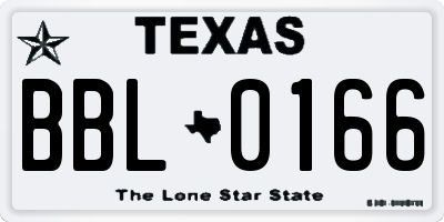 TX license plate BBL0166