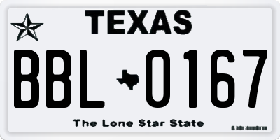 TX license plate BBL0167