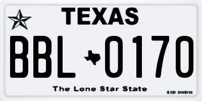 TX license plate BBL0170