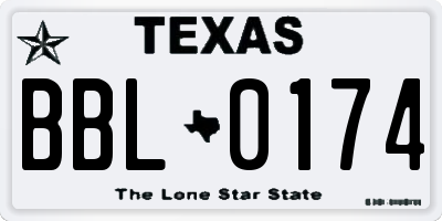 TX license plate BBL0174