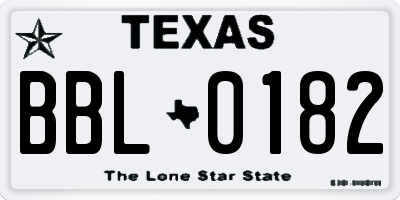 TX license plate BBL0182