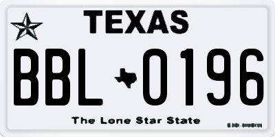 TX license plate BBL0196
