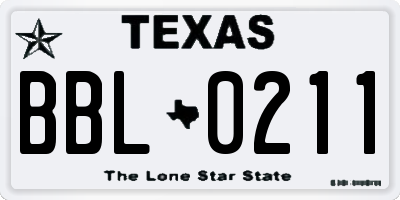 TX license plate BBL0211