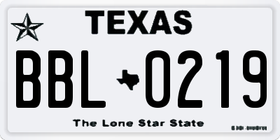 TX license plate BBL0219