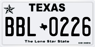 TX license plate BBL0226