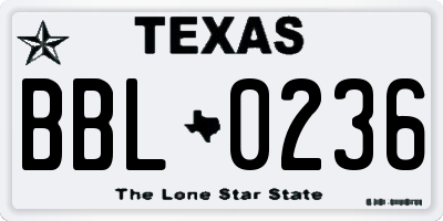 TX license plate BBL0236