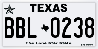 TX license plate BBL0238
