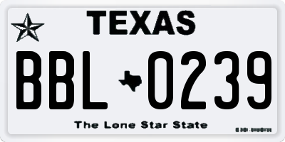 TX license plate BBL0239