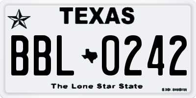 TX license plate BBL0242