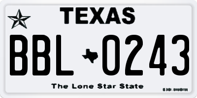TX license plate BBL0243