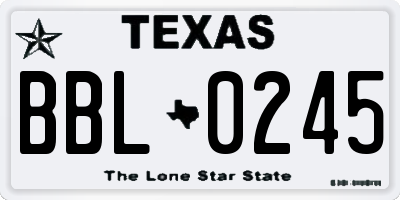 TX license plate BBL0245