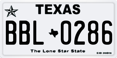 TX license plate BBL0286