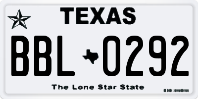 TX license plate BBL0292