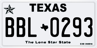 TX license plate BBL0293