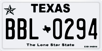 TX license plate BBL0294