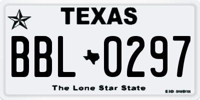 TX license plate BBL0297