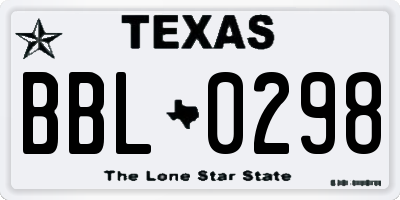 TX license plate BBL0298