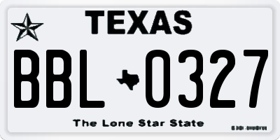 TX license plate BBL0327