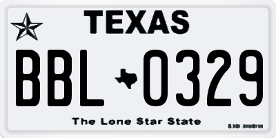 TX license plate BBL0329