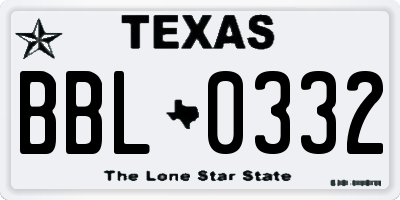 TX license plate BBL0332