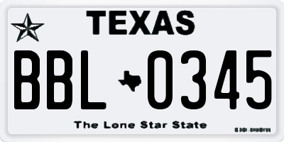 TX license plate BBL0345