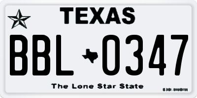 TX license plate BBL0347