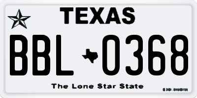 TX license plate BBL0368