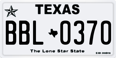 TX license plate BBL0370