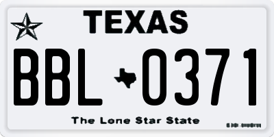 TX license plate BBL0371