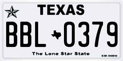 TX license plate BBL0379