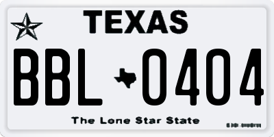 TX license plate BBL0404