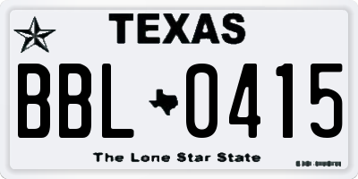 TX license plate BBL0415