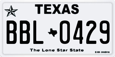 TX license plate BBL0429
