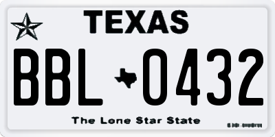 TX license plate BBL0432