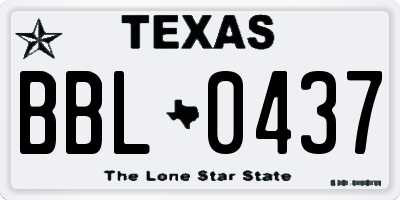 TX license plate BBL0437