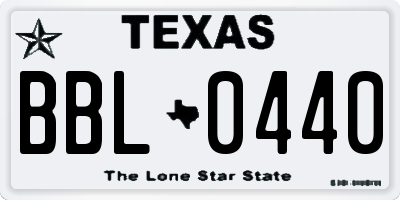 TX license plate BBL0440