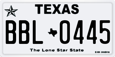 TX license plate BBL0445