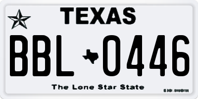 TX license plate BBL0446