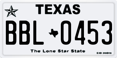 TX license plate BBL0453