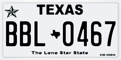 TX license plate BBL0467