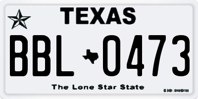 TX license plate BBL0473