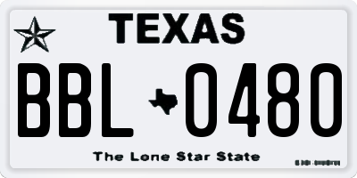 TX license plate BBL0480