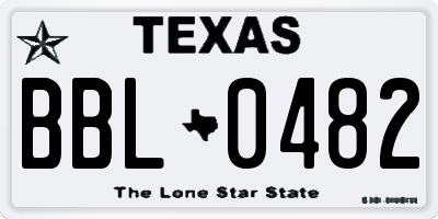 TX license plate BBL0482