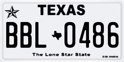 TX license plate BBL0486