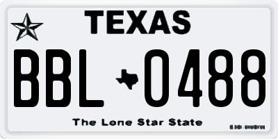 TX license plate BBL0488