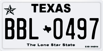TX license plate BBL0497